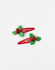 Holly Jingle Bell Christmas Hair Clips, , large