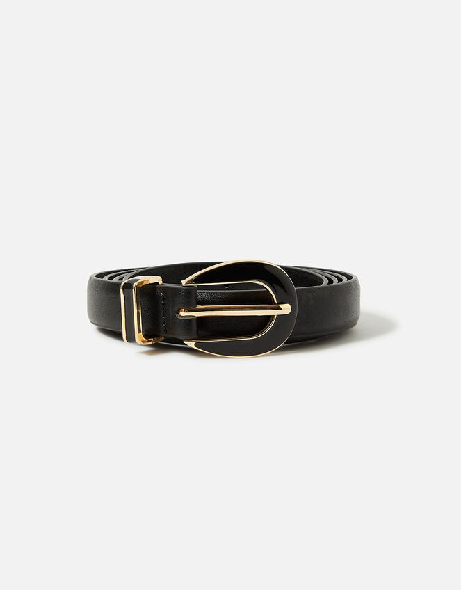Enamel Buckle Belt, Black (BLACK), large