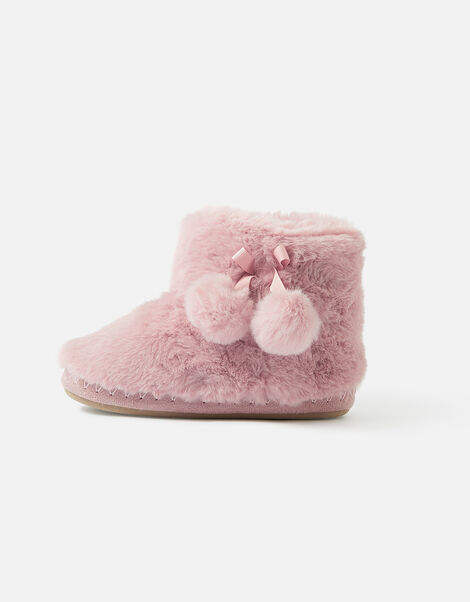Girls Fluffy Slipper Boots Pink, Pink (PINK), large