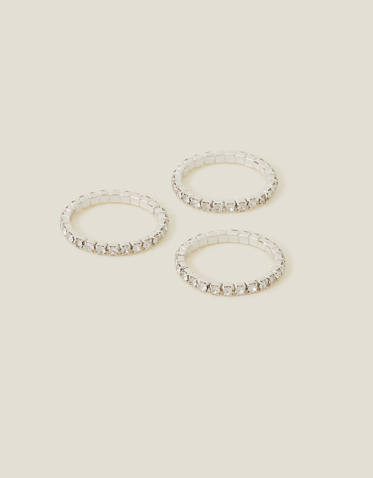 Crystal Sparkle Rings Set of Three White Stacked rings