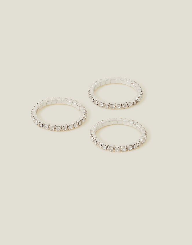 Crystal Sparkle Rings Set of Three, White (CRYSTAL), large