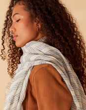 Stripe Scarf in Linen Blend, , large