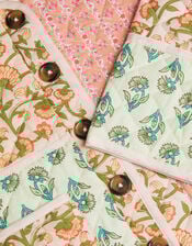 Girls Floral Patchwork Quilted Jacket, Pink (PINK), large