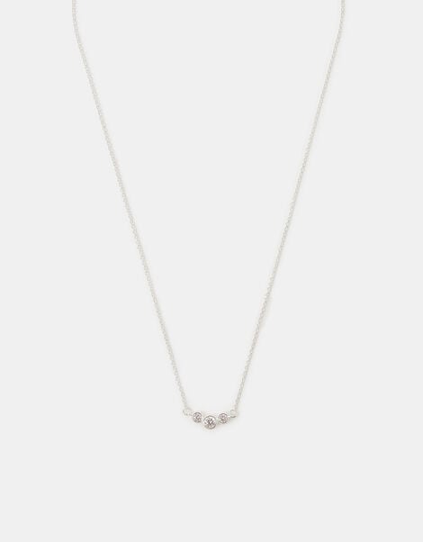 Sterling Silver Sparkle Pendant Necklace, , large