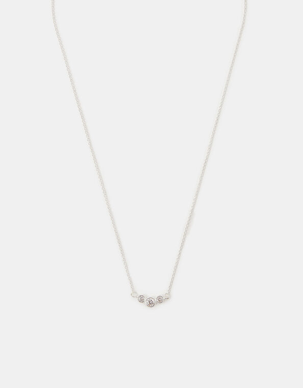 Sterling Silver Sparkle Pendant Necklace, , large