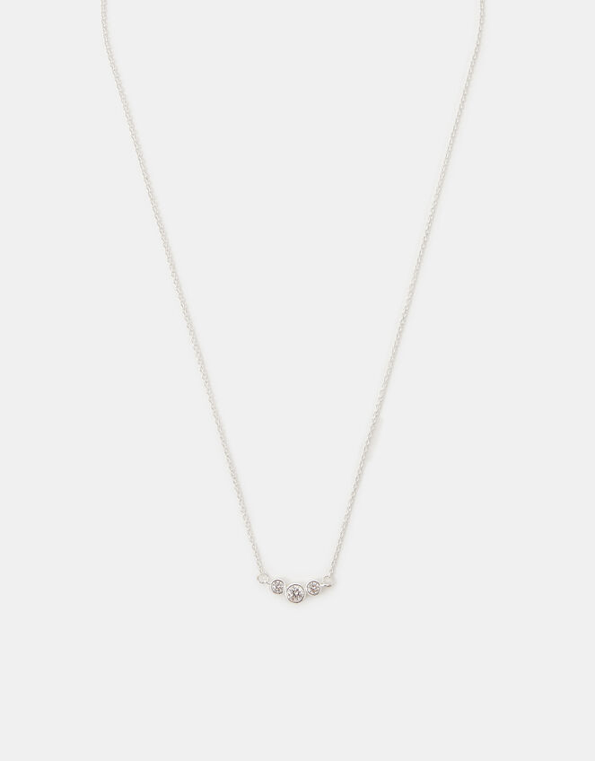 Sterling Silver Sparkle Pendant Necklace, , large