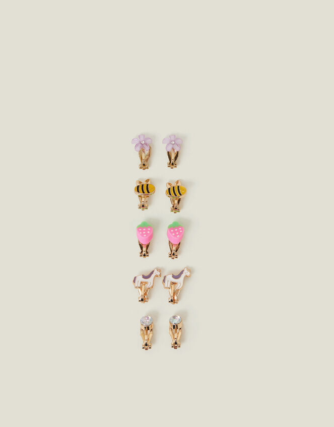 5-Pack Girls Spring Garden Clip-On Earrings, , large