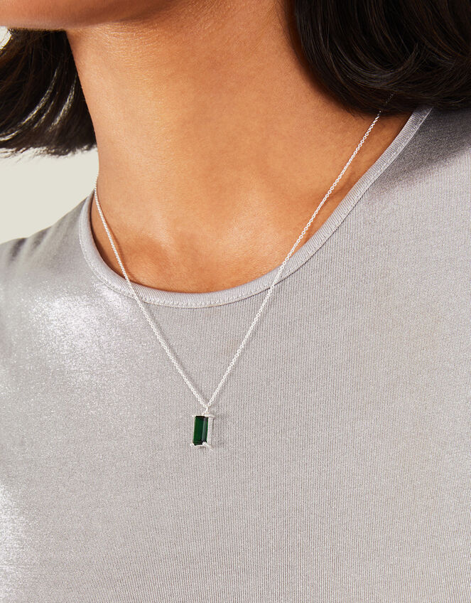 Sterling Silver Stone Pedant Necklace, , large