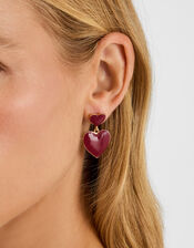Enamel Heart Drop Earrings, , large