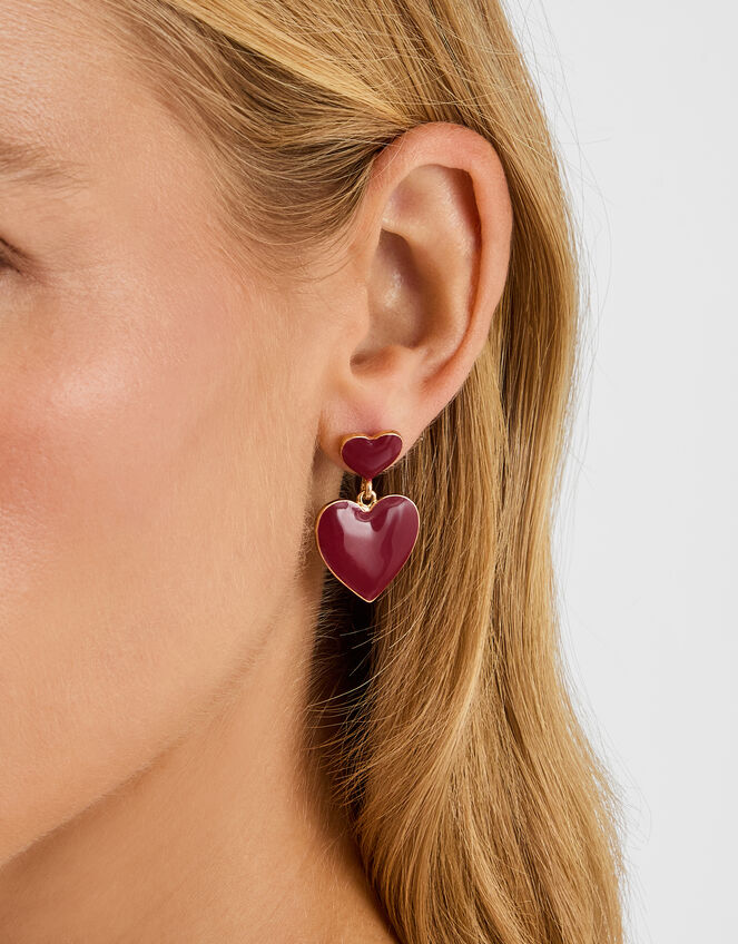 Enamel Heart Drop Earrings, , large