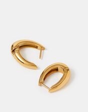 Stainless Steel Chunky Oval Hoop Earrings, , large