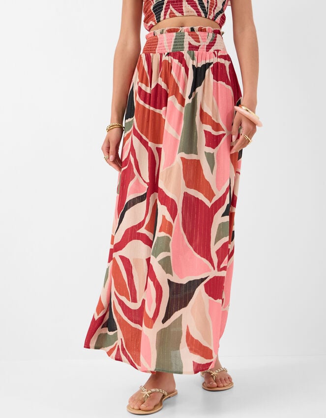 Abstract Print Smocked Maxi Skirt, Multi (MULTI), large