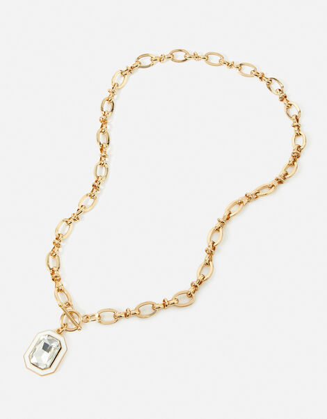 Pastel Pop Enamel Crystal Chain T-Bar Pendant Necklace, , large