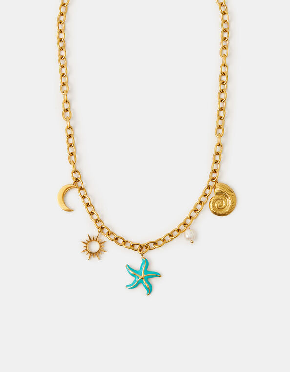 Stainless Steel Starfish Charm Necklace, , large