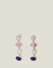 Sterling Silver-Plated Stone Drop Earrings, , large