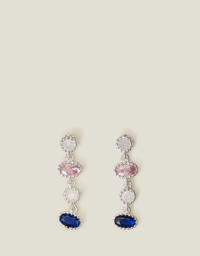 Sterling Silver-Plated Stone Drop Earrings, , large