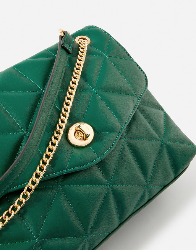 Eva Quilted Shoulder Bag, Green (GREEN), large