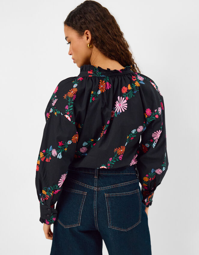 Floral Print Blouse, Black (BLACK), large