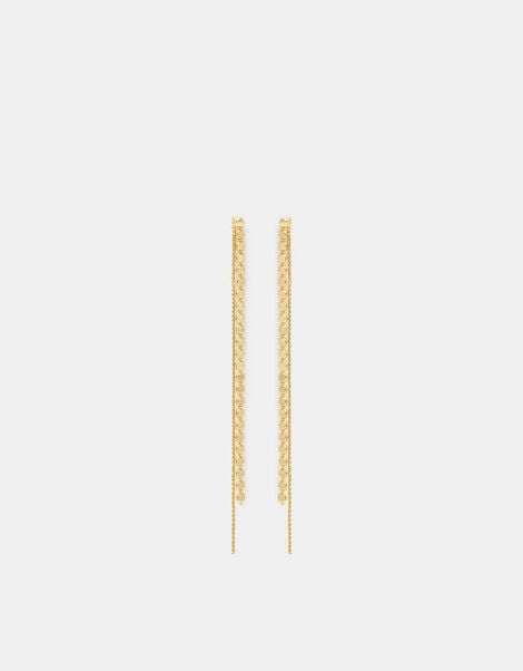 14ct Gold-Plated Chain Drop Earrings, , large