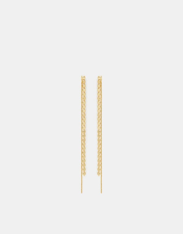 14ct Gold-Plated Chain Drop Earrings, , large