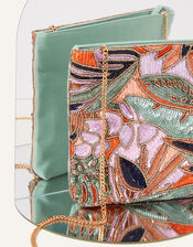 Palm Print Embellished Clutch Bag, , large