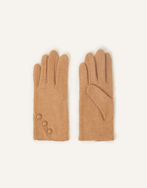 Button Gloves in Wool Blend Camel, Camel (CAMEL), large