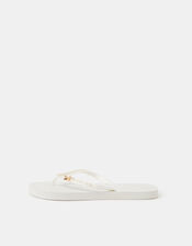 Starfish Beaded Flip Flops, White (WHITE), large