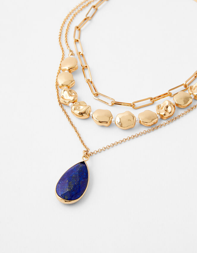 Layered Lapis Necklace with Recycled Metal, , large
