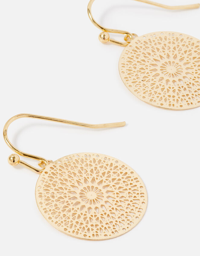 Filigree Short Drop Earrings, Gold (GOLD), large