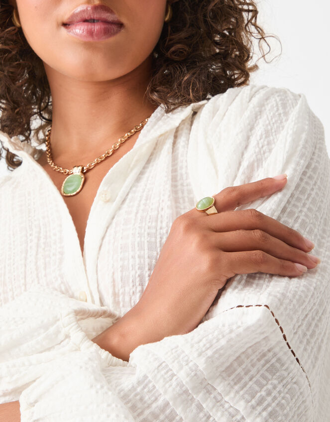 Resin Stone Statement Ring, Green (GREEN), large
