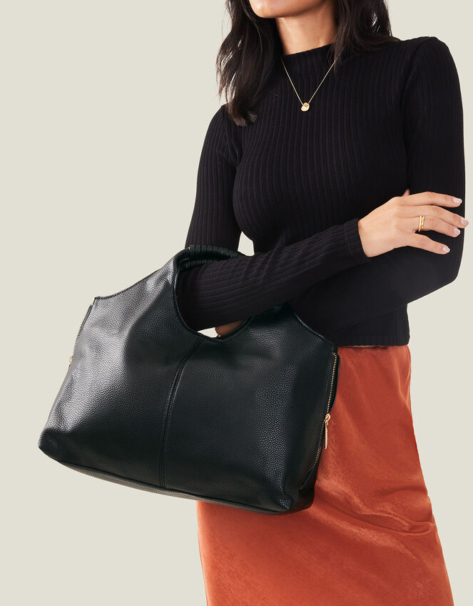 Wrap Handle Handheld Bag, Black (BLACK), large