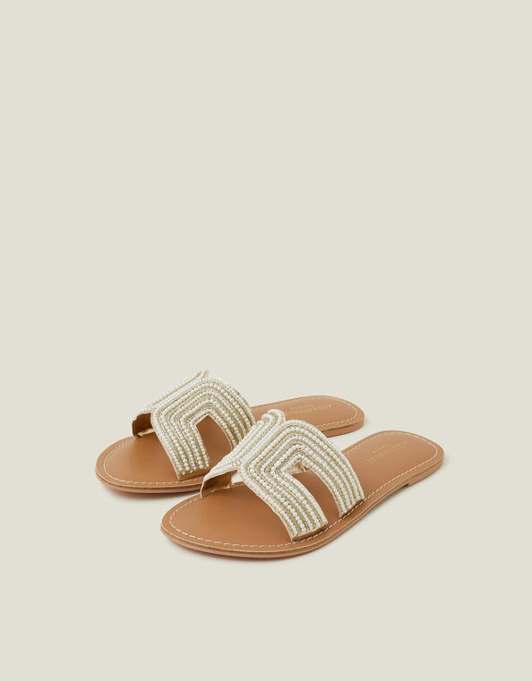 Pearl Embellished Cut-Out Sliders, Cream (PEARL), large
