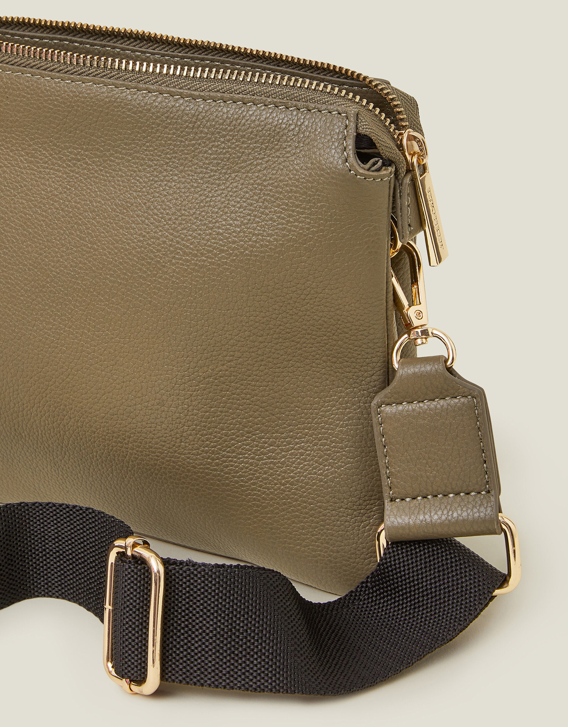 Double Pouch Leather Cross Body Bag