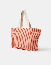 Slogan Stripe Beach Tote Bag, , large