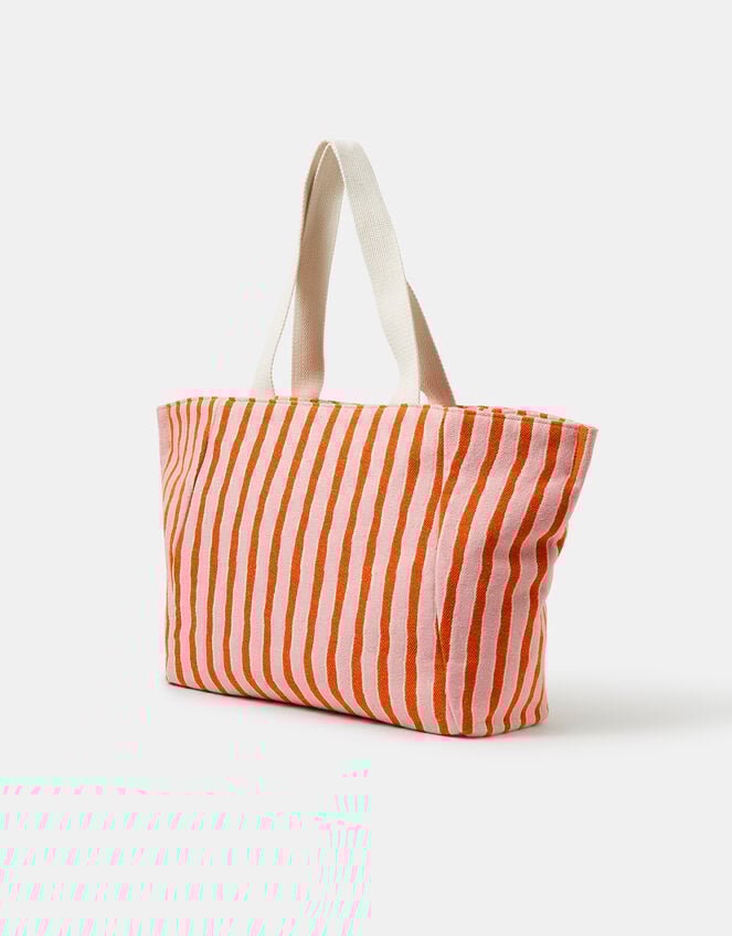 Slogan Stripe Beach Tote Bag, , large