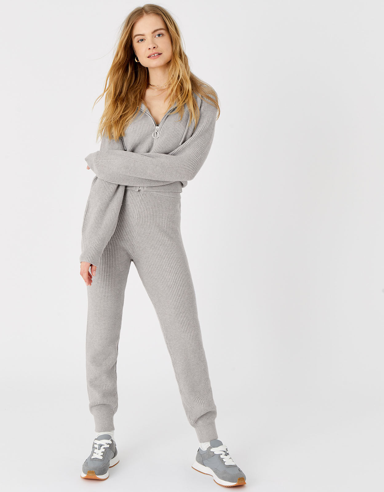 Grey rib knit joggers store