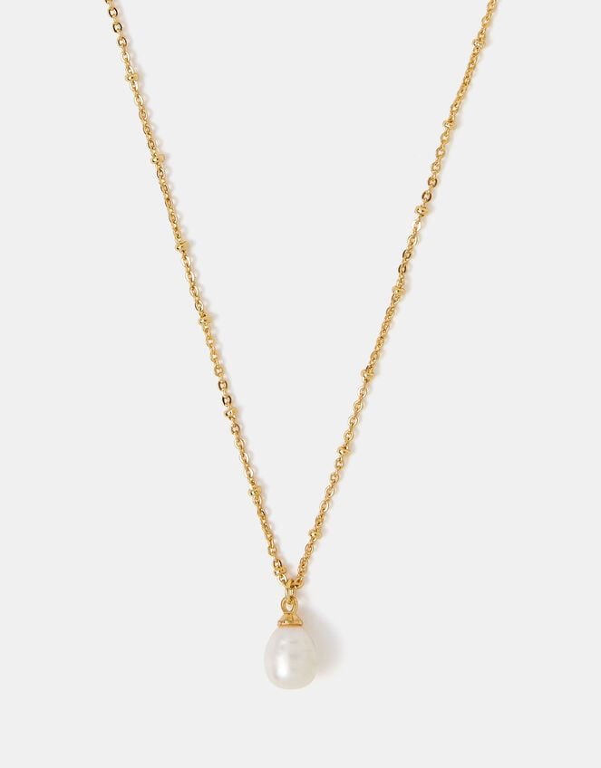 14ct Gold-Plated Pearl Pendant Necklace, , large