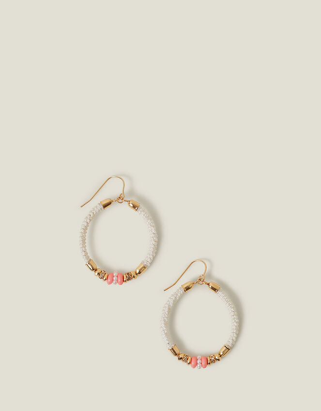 Thread Wrap Beaded Hoops, , large