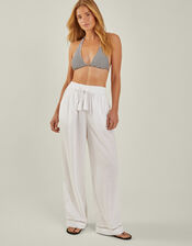 Wide Leg Beach Trousers, White (WHITE), large