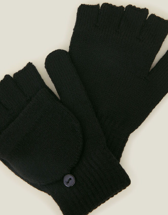 Plain Capped Gloves, Black (BLACK), large