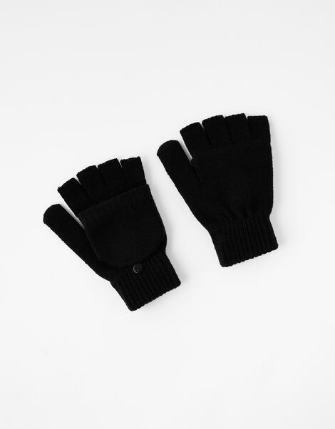 Plain Capped Gloves Black, Black (BLACK), large