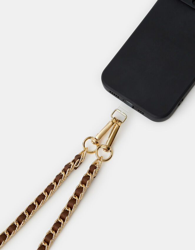 Faux Leather Chain Phone Strap, , large