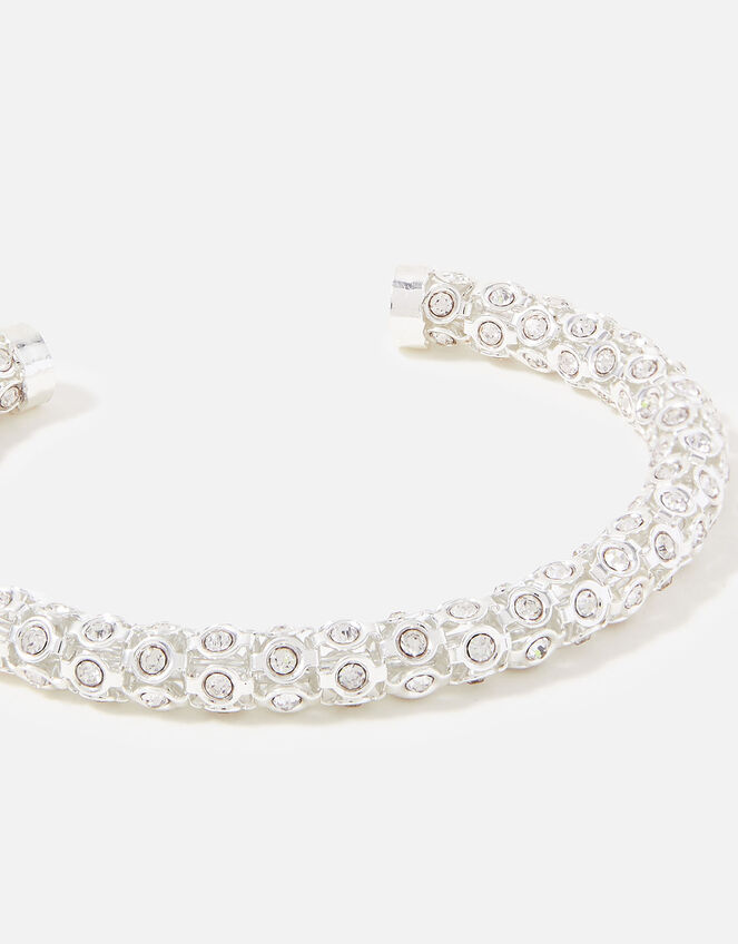 Crystal Cuff Bracelet, Silver (SILVER), large