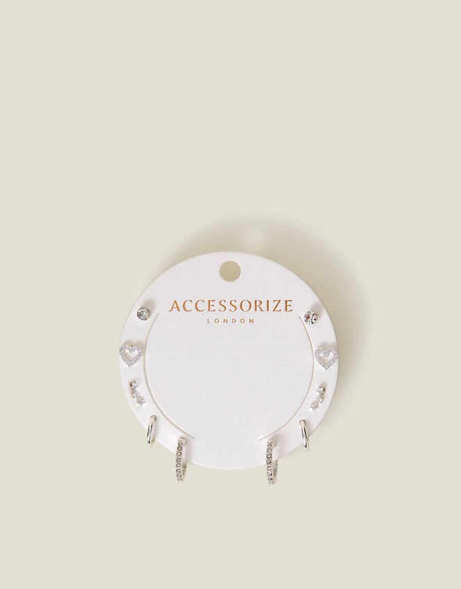 10-Pack Diamanté Star Stud & Hoop Earrings, , large