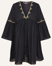 Geometric Embroidered Dress, Black (BLACK), large