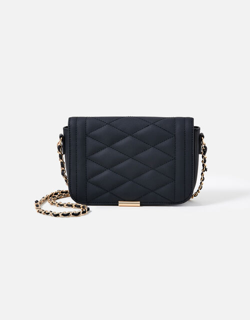 Chrissy Quilted Chain Cross-Body Bag, Black (BLACK), large