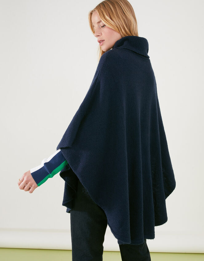 Cosy Knit Poncho, Blue (NAVY), large