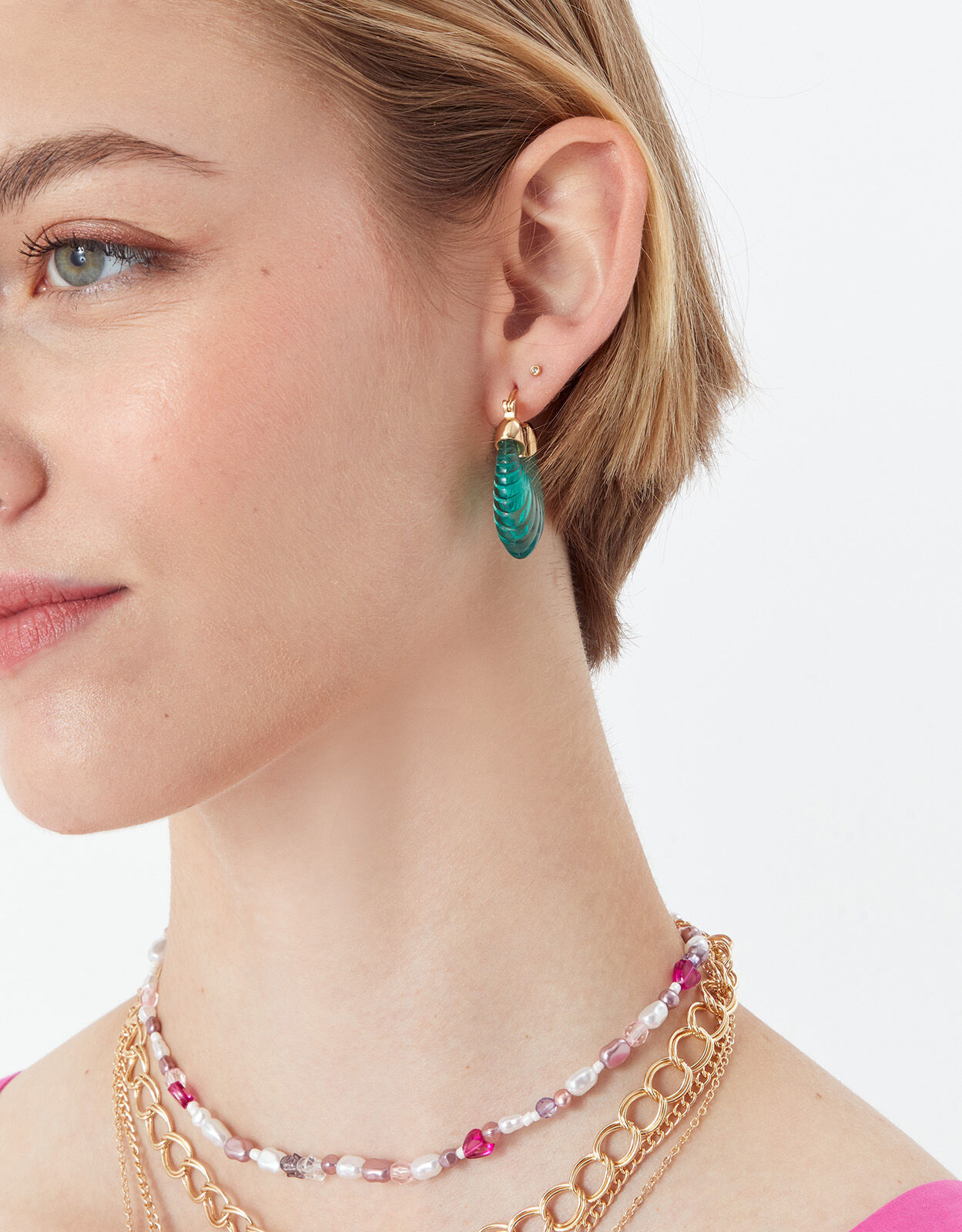 Chunky Resin Oval Hoop Earrings Green