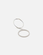 Sterling Silver Crystal Stacking Ring Twinset, Silver (ST SILVER), large