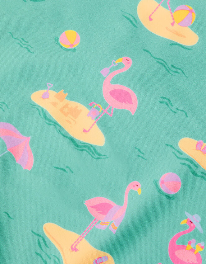 Flamingo Print Swimsuit, Green (GREEN), large